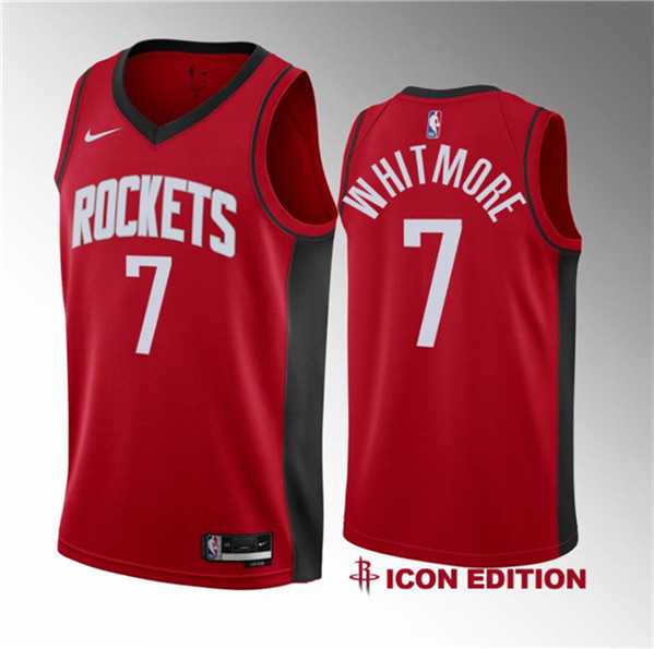 Men's Houston Rockets #7 Cam Whitmore Red 2023 Draft Icon Edition Stitched Basketball Jersey Dzhi